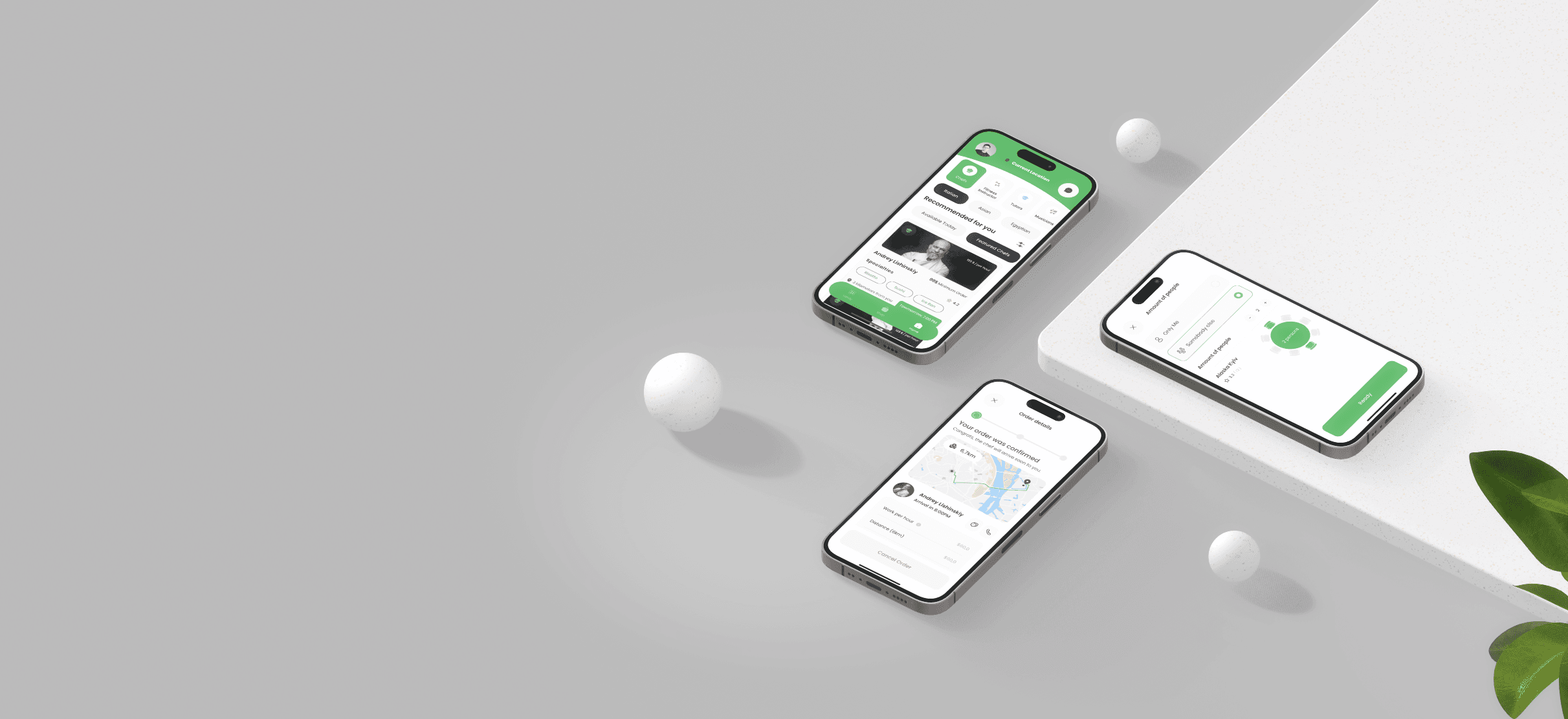 Stylized render of an app on a white table