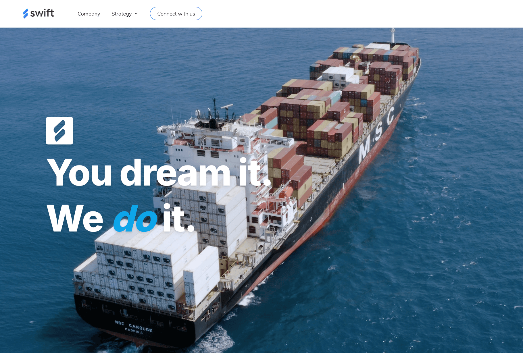 Screenshot of a website's slogan- 'You Dream it, We Do it'