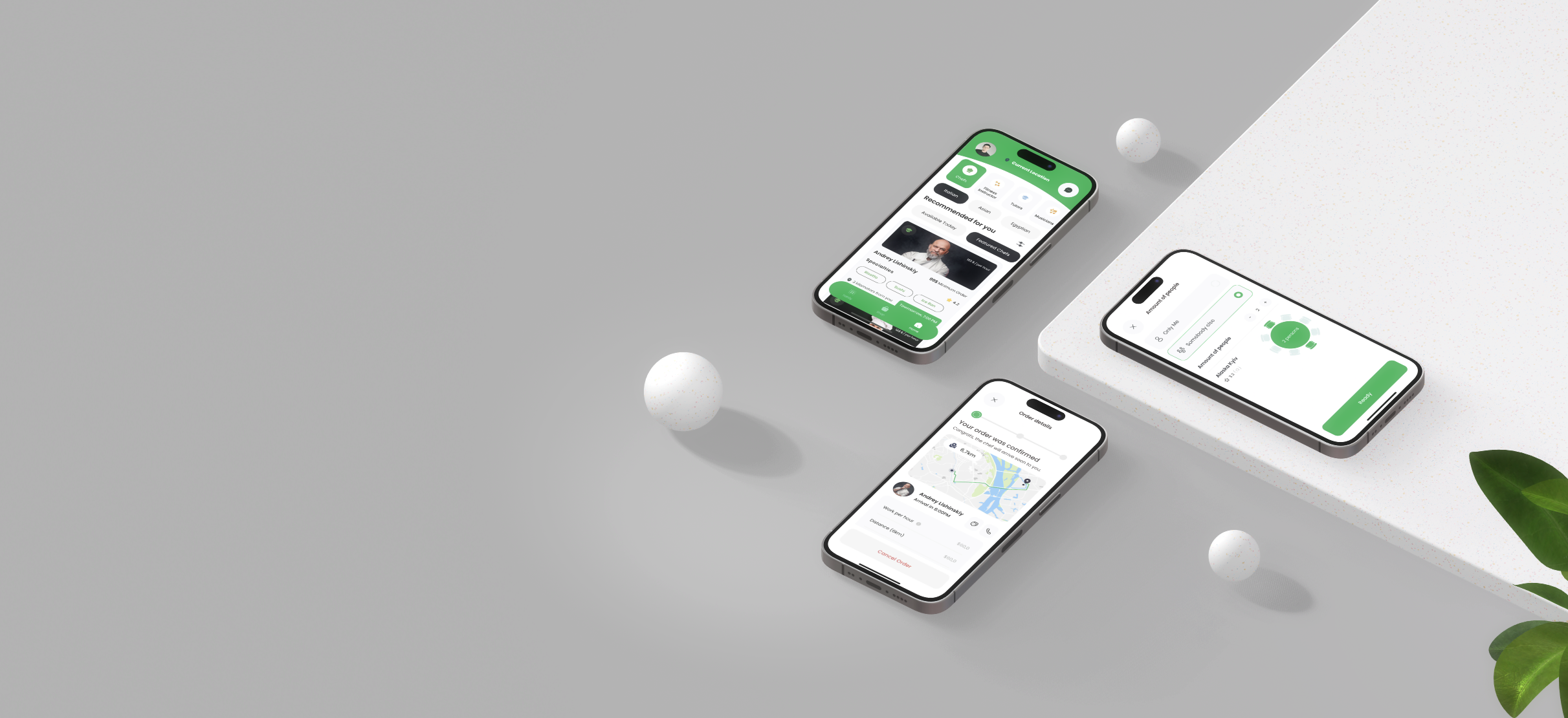 Stylized render of an app on a white table