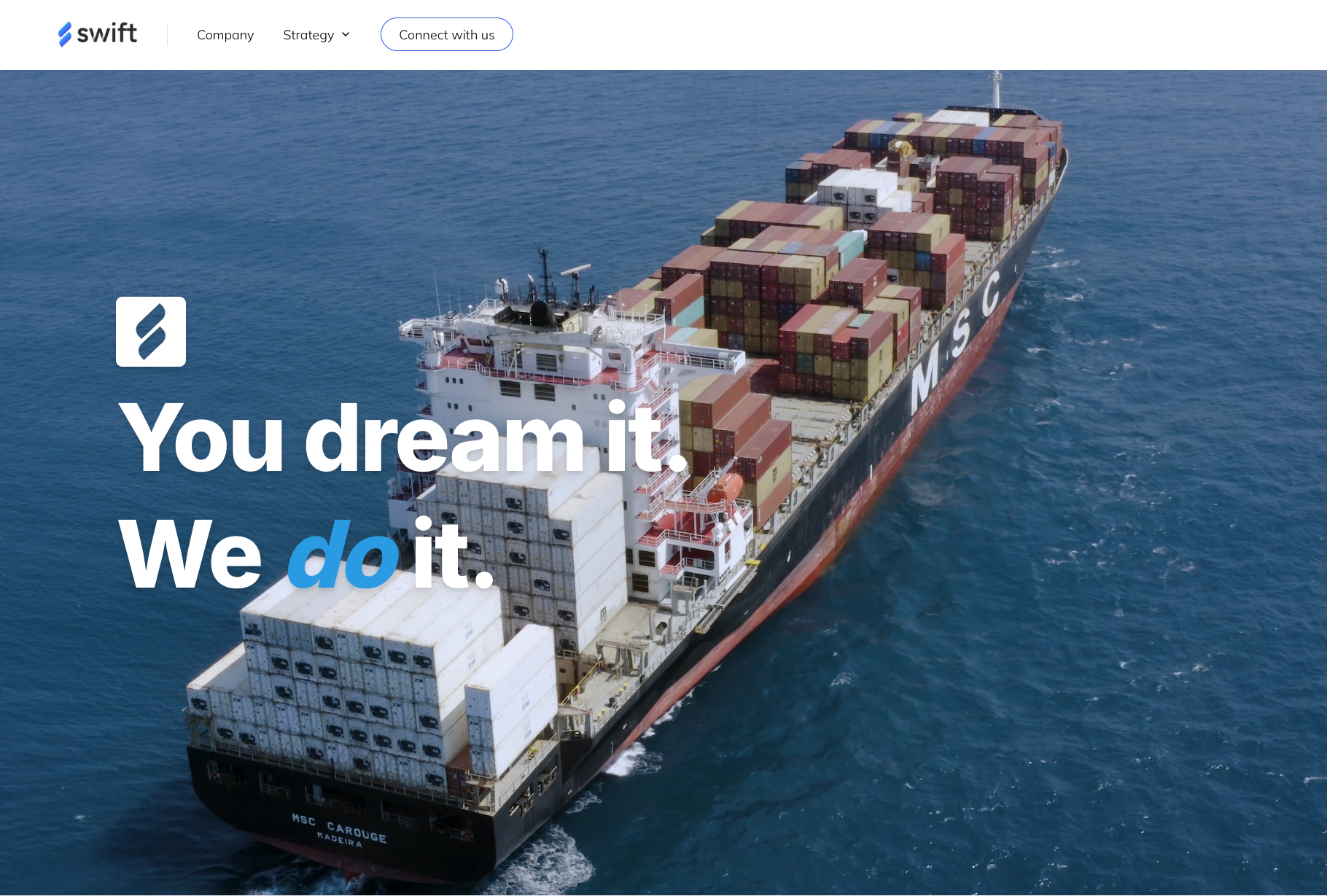 Screenshot of a website's slogan- 'You Dream it, We Do it'